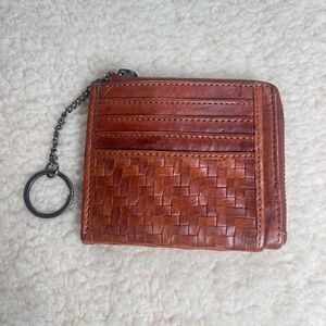 VILENCA Holland Cognac Woven Leather Card Case Anthropologie
